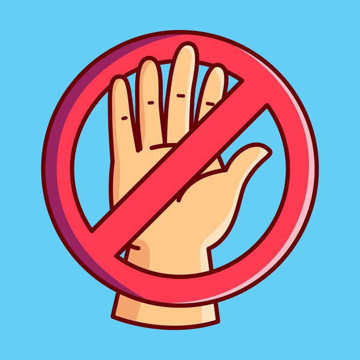 Vector no toques con el signo prohibido ícono de ilustración vectorial estilo de dibujos animados plano