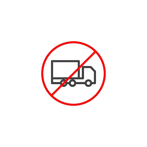 No Truck Sign Icon Set Símbolo vectorial de prohibición de vehículos pesados en un estilo negro lleno y delineado Truck Limit Zone Sign