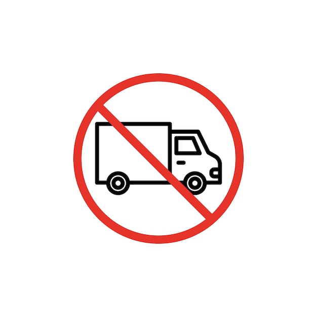 No Truck Sign Icon Set Símbolo vectorial de prohibición de vehículos pesados en un estilo negro lleno y delineado Truck Limit Zone Sign