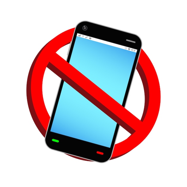 No use el vector de señal de prohibición de teléfono inteligente