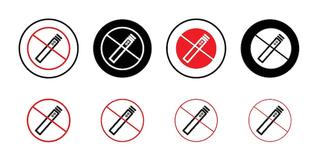 No Vector de arte de línea de íconos de vapeo electrónico