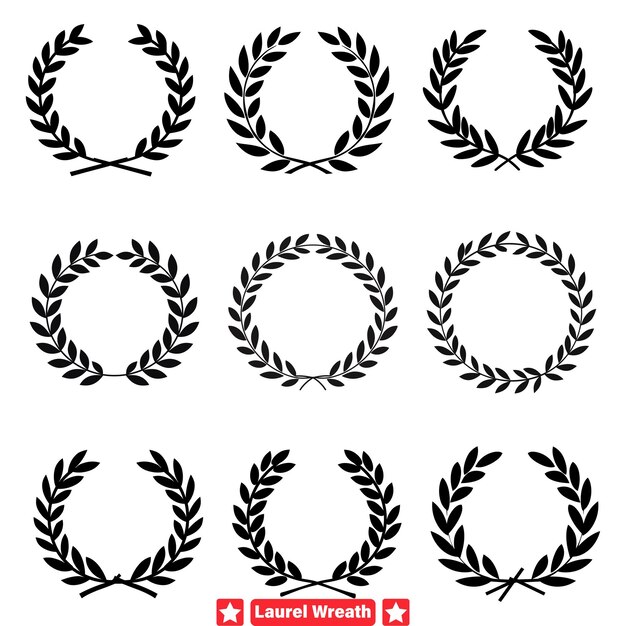 Noble Laurel Wreath Silhouette Compilation Ornamentos grandiosos para las obras de arte reales