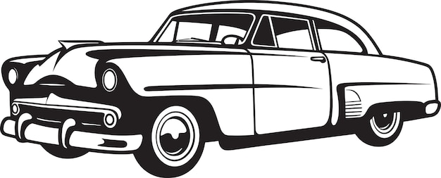 Vector noble nostalgia diseño elegante de logotipo negro con iconos que definen la era de los automóviles antiguos vecto de automóviles antiguos