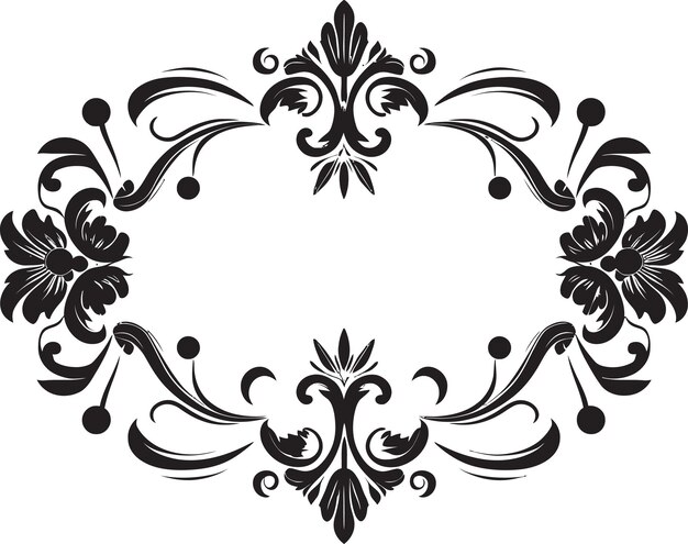 Noble Nostalgia Vintage Logo de la frontera europea en elegantes clásicos culturales negros elegante logotipo vectorial con