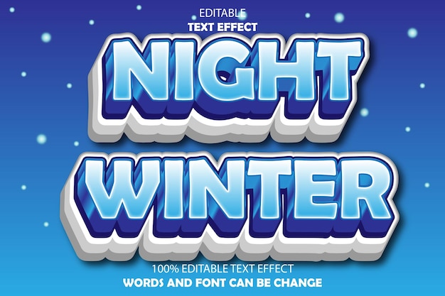 noche de invierno efecto de texto editable 3d emboss_cartoon style