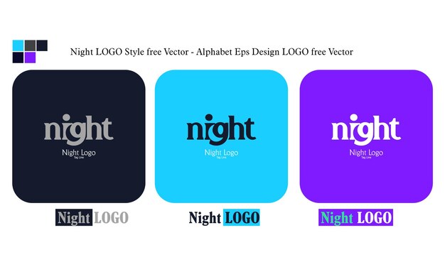 Noche LOGO Estilo vector libre Alfabeto Eps Diseño LOGO vector libre