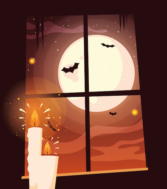 Vector noche y luna de halloween