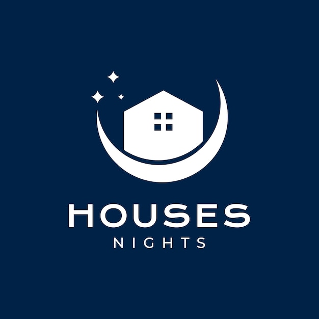 noche media luna forma moderna casa plana limpia diseño de logotipo simple ilustración de icono vectorial