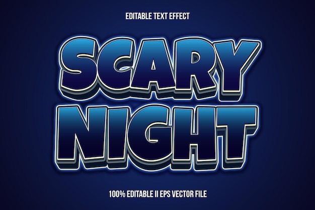 Noche de miedo Efecto de texto editable Estilo de gradiente de relieve 3D