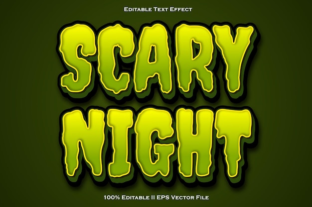 Noche de miedo Efecto de texto editable Estilo de gradiente de relieve 3D
