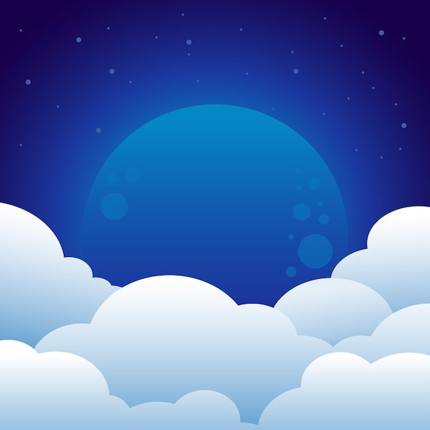 Noche y nube con fondo de papel tapiz de vector super luna