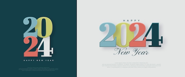 Nochevieja 2024 Diseño colorido 2024 celebración Vector Premium Fondo para pancartas, carteles o calendario