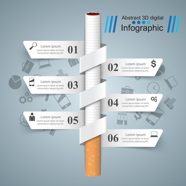 Nocivo cigarrillo negocios infografía.