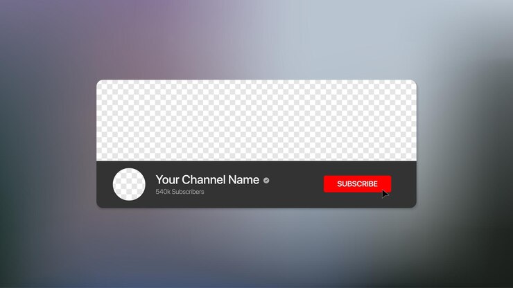Vector nombre del canal de youtube en un tercio inferior con marcador de posición de contenido. banner de transmisión de video sobre fondo borroso. marcador de posición para el logotipo del canal. ilustración vectorial