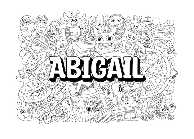 Nombre Doodle Arte dibujado a mano para Abigail