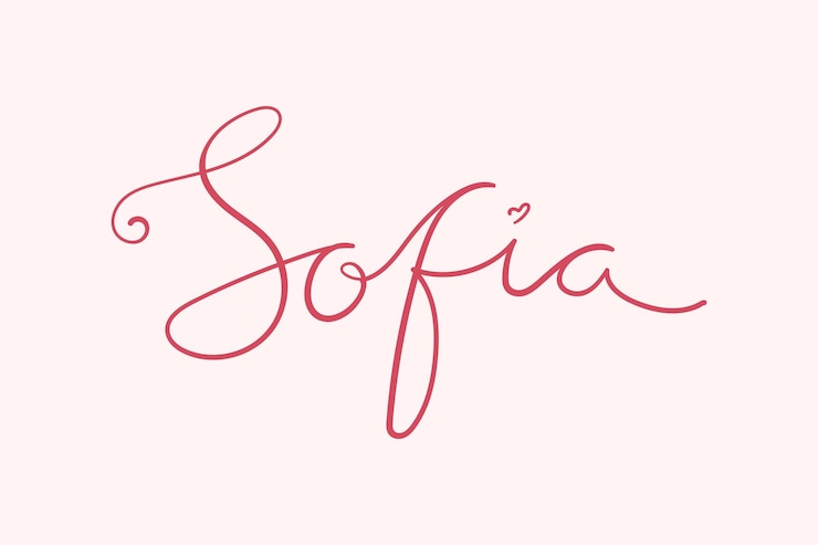 Vector nombre femenino sofia letras escritas a mano caligrafía nombre de la niña ilustración vectorial