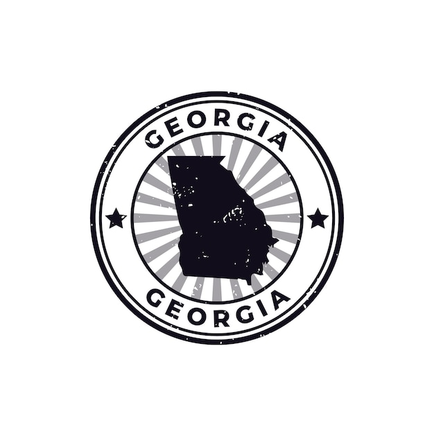 Nombre y mapa de Georgia Signo de silueta o sello Grunge Caucho sobre fondo blanco