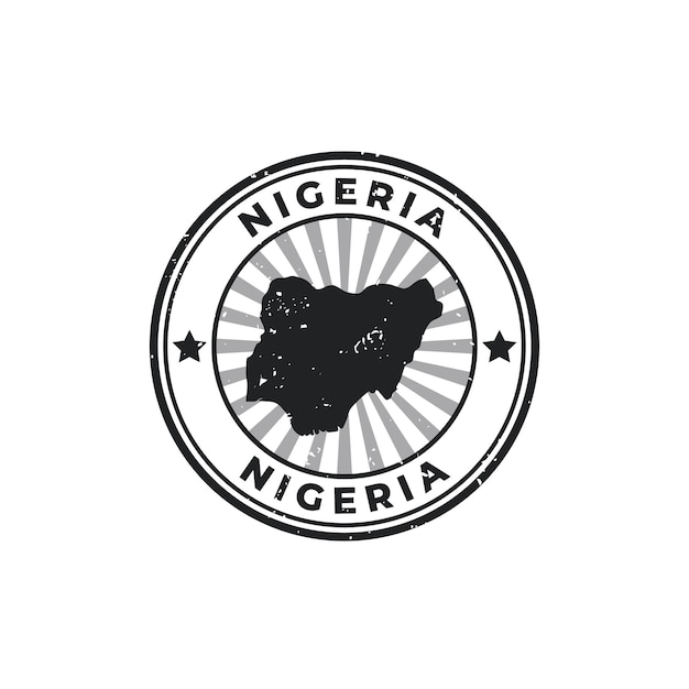 Nombre y mapa de Nigeria Signo de silueta o sello Grunge Caucho sobre fondo blanco