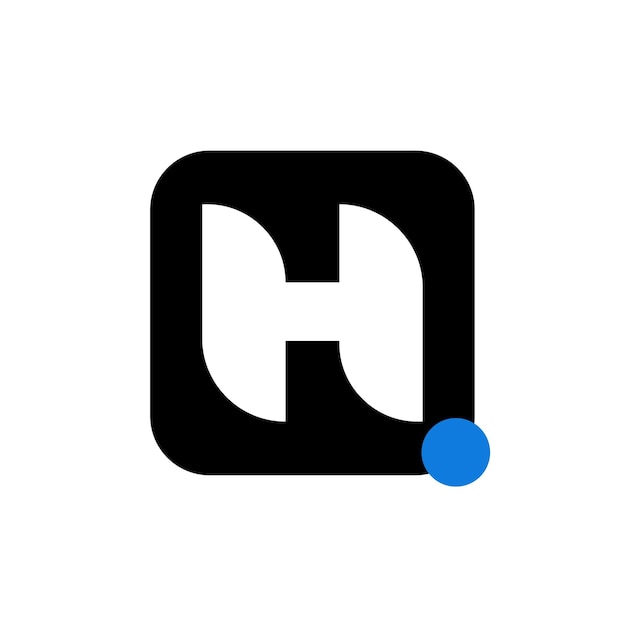 Nombre de la marca H con icono cuadrado negro