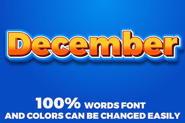 Nombre del mes de diciembre texto fondo azul