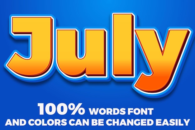 Nombre del mes de julio texto fondo azul