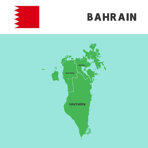 nombre de la provincia en el mapa de Bahrein y vector de bandera