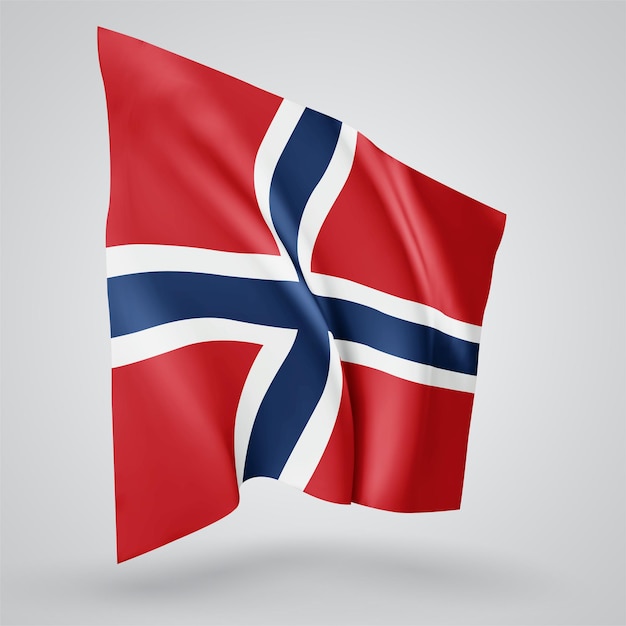 Vector noruega, bandera de vector con olas y curvas ondeando en el viento sobre un fondo blanco.