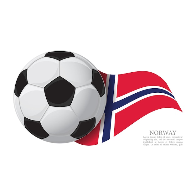 Noruega ondeando la bandera con un balón de fútbol Concepto de apoyo al equipo de fútbol
