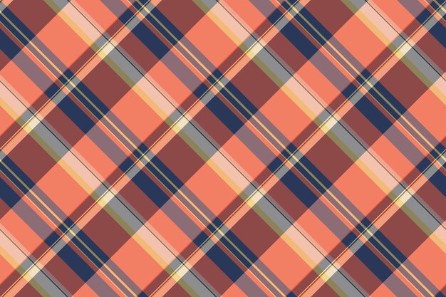Nostalgia textil fondo a cuadros fuerte tartan de cheque sin costuras textura de patrón vectorial de tela de ropa en colores rojo y naranja