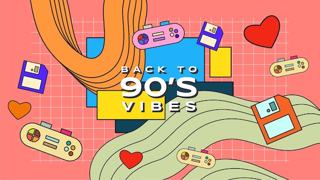 Nostalgia Vibes Ninetiees Efecto Memphis en el estilo de la tendencia moderna