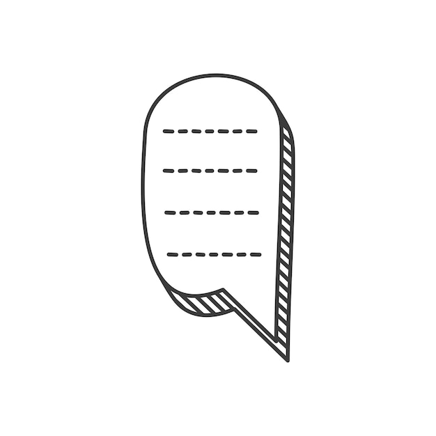 Nota abstracta en el icono de contorno aislado de la burbuja del habla Globo vectorial con información hablar chat doodle diálogo comunicación signo chat memo diálogo dibujado a mano o signo de conversación