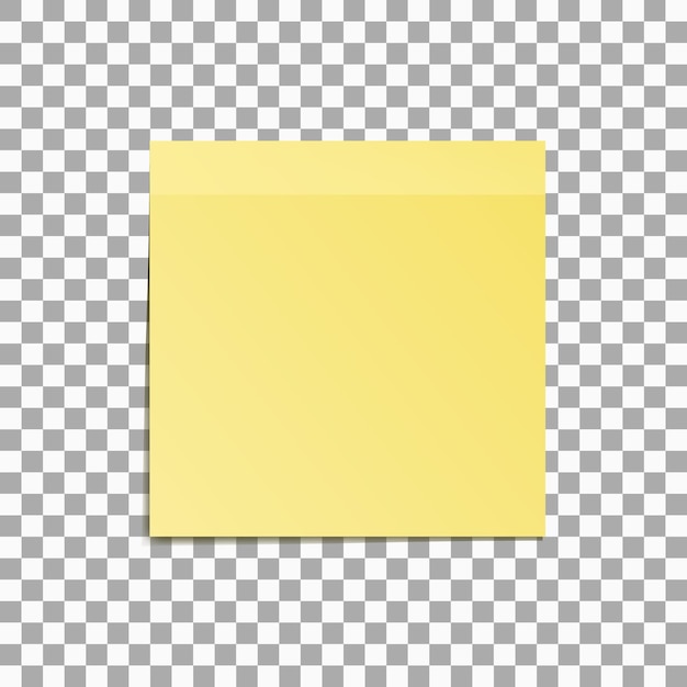 Nota adhesiva amarilla aislada en la ilustración de vector de fondo transparente