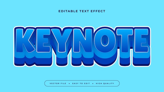 Nota clave azul y blanca estilo de fuente de efecto de texto editable en 3D
