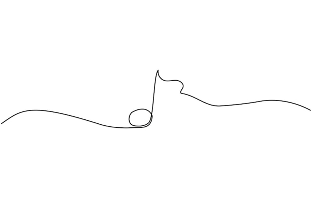 Vector nota entera una sola línea continua minimalismo signo y símbolo de la música ilustración vectorial