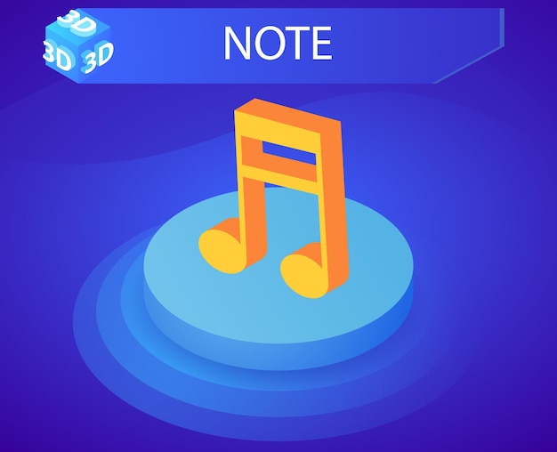 Nota icono de diseño isométrico Vector web ilustración 3d colorido concepto