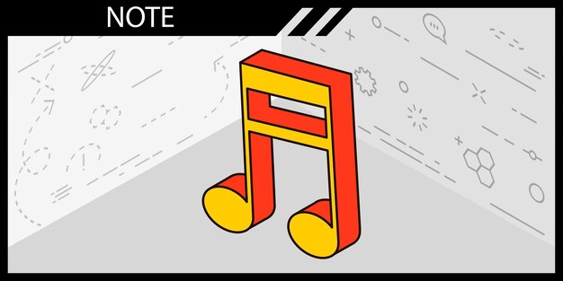 Nota icono de diseño isométrico Vector web ilustración 3d colorido concepto
