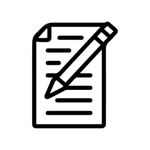 nota con icono de pluma o símbolo de línea moderno Arte de línea vectorial y diseño de icono con contorno en negrita Negro