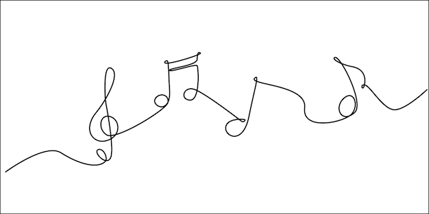 Nota de música continuo dibujo de una línea