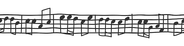 Nota de música palo de la mano dibujado vector borde sin costuras cinta washi libros de música horizontal patrón textura