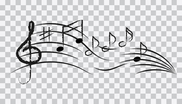 Nota musical y clave de agudo del bastón Sonido musical Melodía de bajo Vector conceptual musical