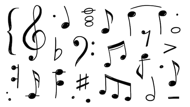 Vector nota musical doodle estilo dibujado