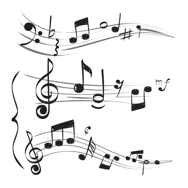 Nota musical. Personal clave de sol notas muzician concepto vector dibujado a mano doodle imágenes