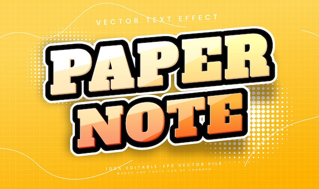 Nota de papel con efecto de texto vectorial editable con concepto de pegatina minimalista