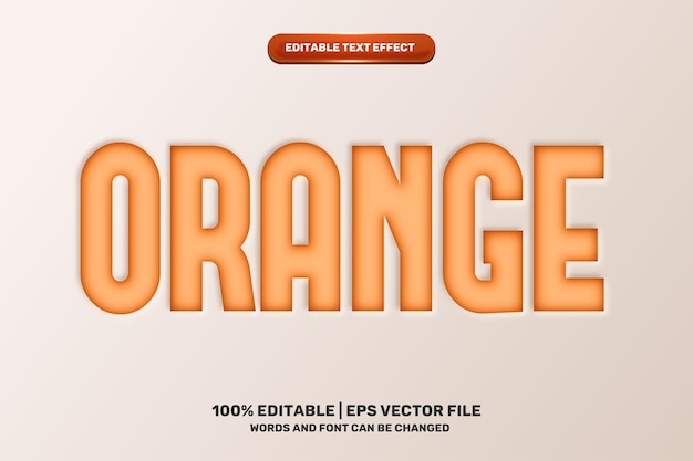 Nota de papel recortada naranja Estilo de efecto de texto editable