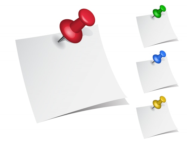 Vector nota papeles con alfileres