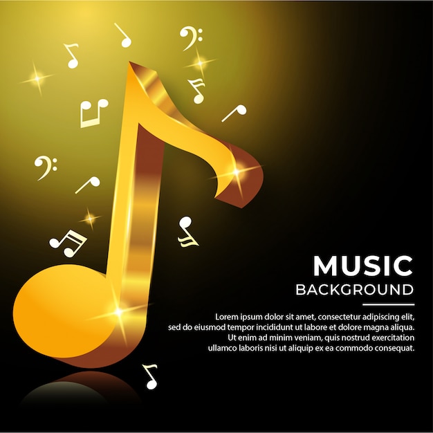 Notas acorde musical en estilo 3D con color dorado