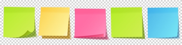 Notas adhesivas en blanco realistas Hojas de papel con alfiler de papel recordatorio Ilustración vectorial