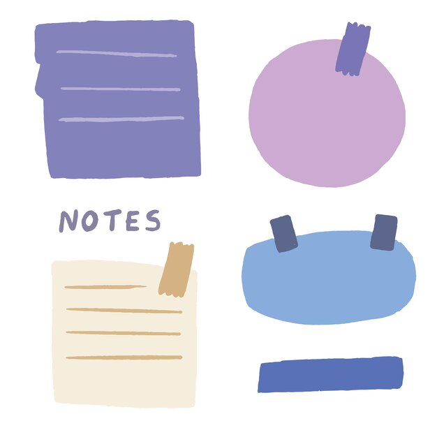 Notas adhesivas de papel, mensajes de nota, blocs de notas y hojas de papel rasgadas