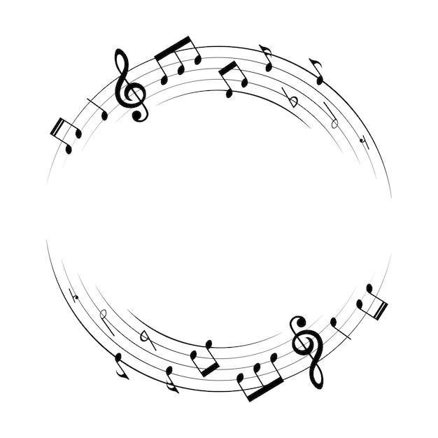 Notas de fondo musical Ilustración vectorial de marco musical redondo