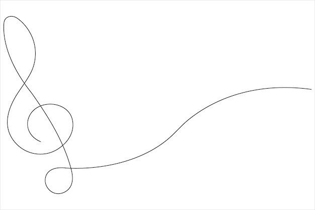 Notas de música continua una línea de arte vector ilustración del concepto de sonido de la canción